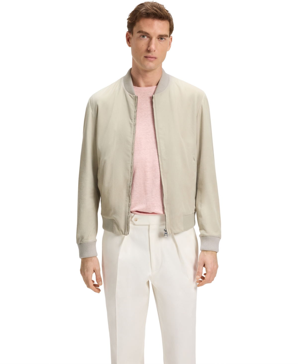 Beckham x Boss Men's Suede Bomber Jacket - Open Beige
