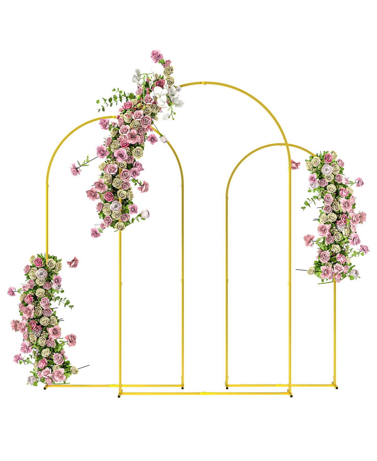 Metal Arch Backdrop Sd Set of 3, 7/6.5/6 ft Wedding Arch Frame - Black