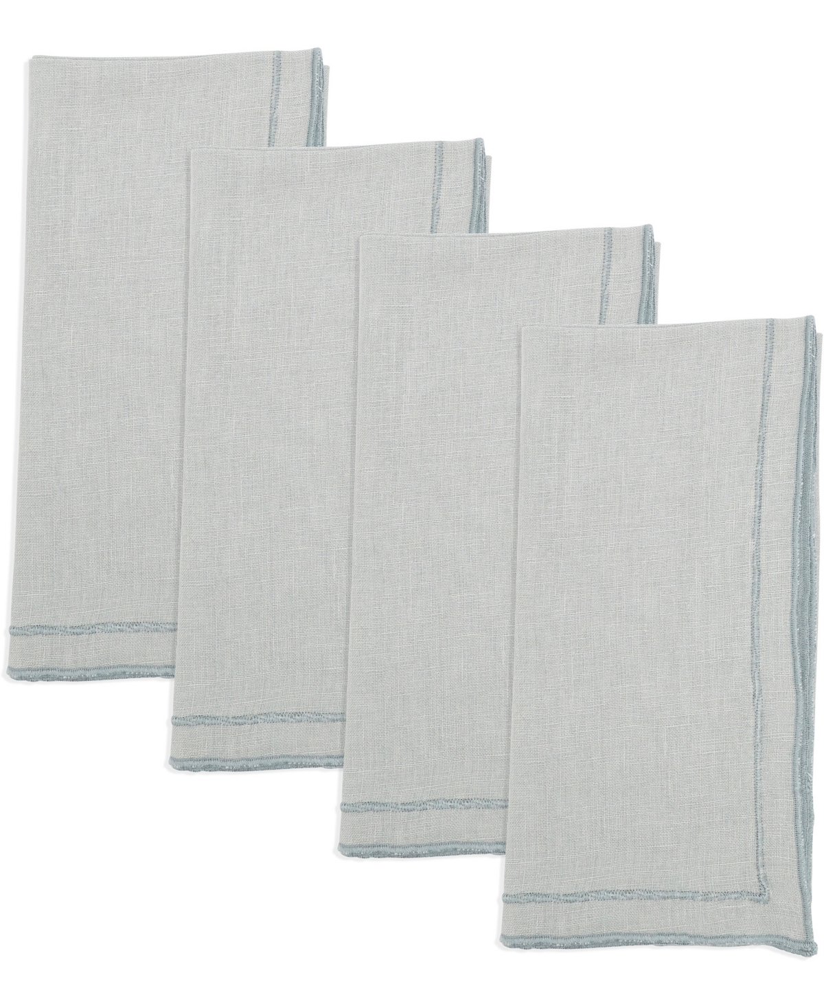 Saro Lifestyle Stonewashed Overlock Linen Edge Napkins, 20" X 20" In Blue Gray