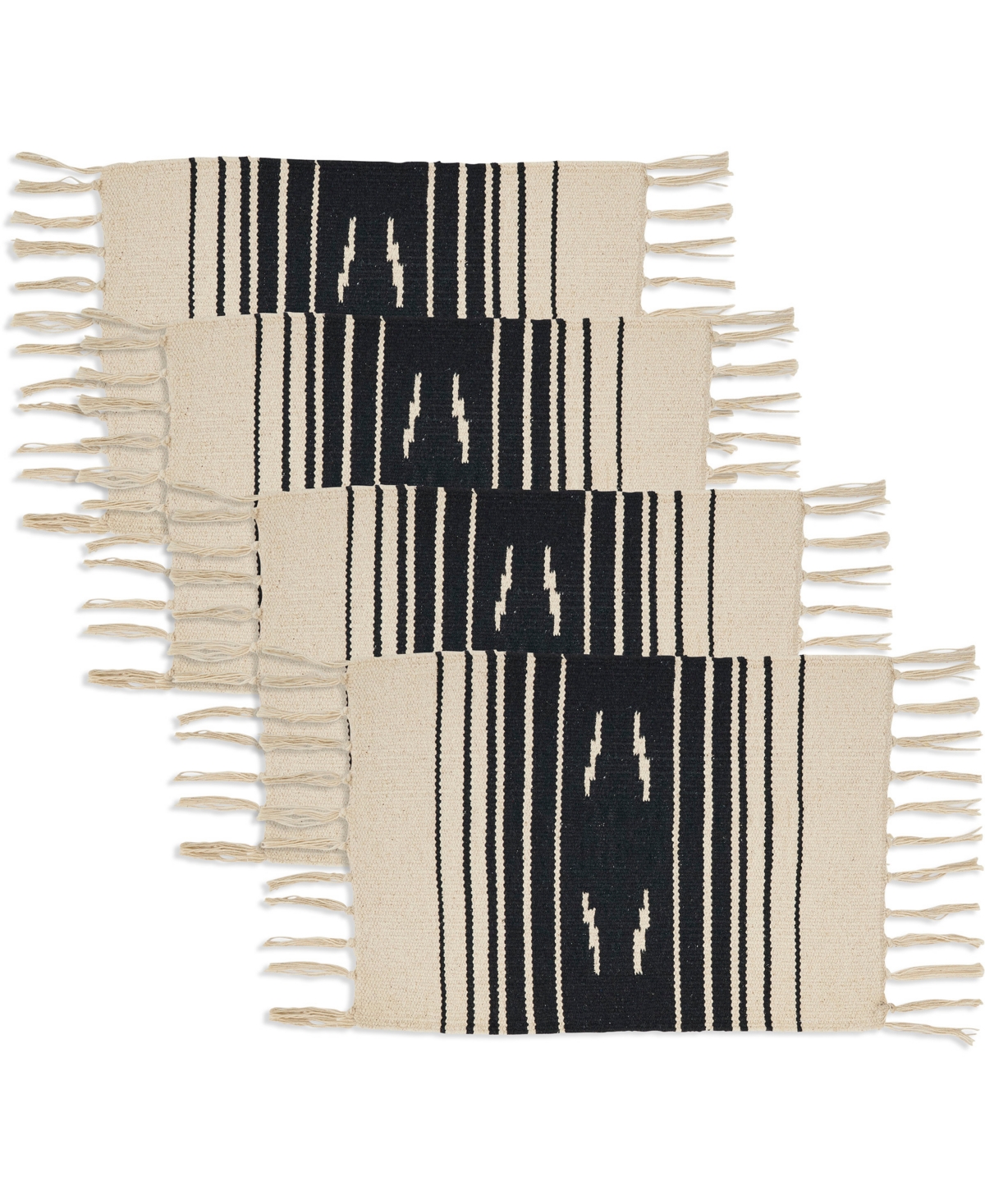Saro Lifestyle Southwestern Spice Placemats, 12" X 18" In Black,natural