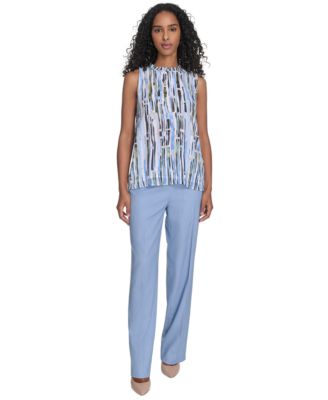 Миниатюрный полосатый топ с оборками на шее от Calvin Klein