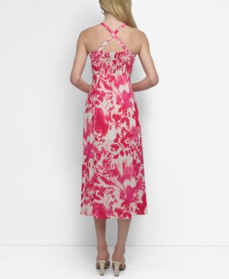 Женское миди-платье с бантиком спереди и ремешком с пряжкой от DKNY