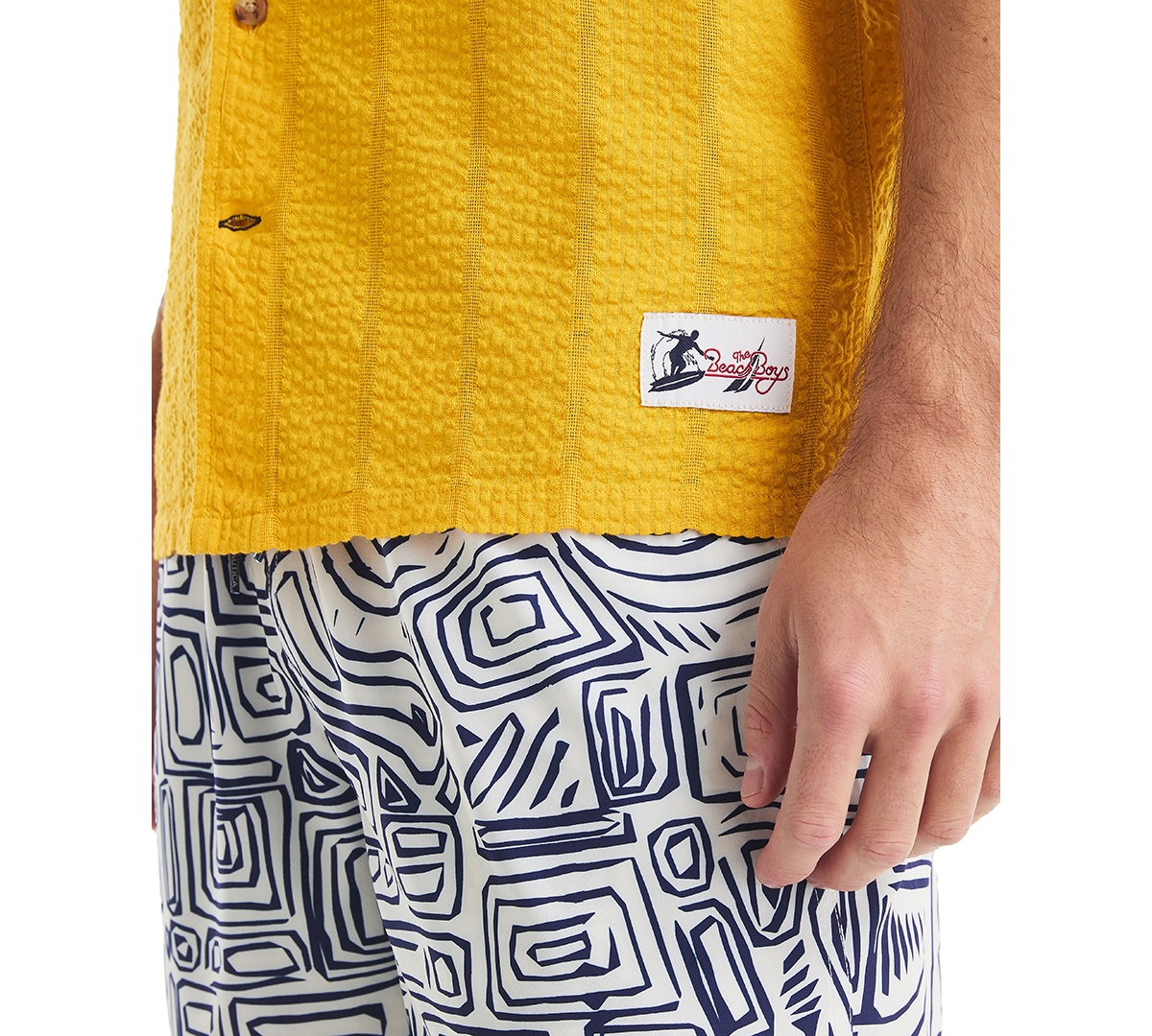 Nautica Short-sleeve Seersucker Camp Shirt In Yellow