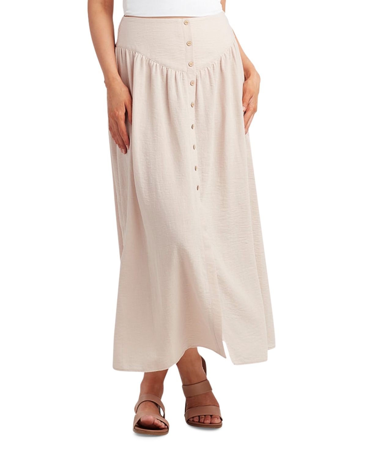 Juniors' Gauzy Textured Airflow Skirt - Sand