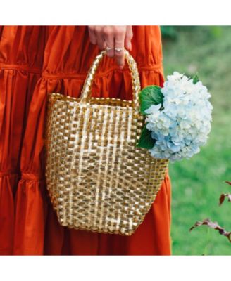 Металлическая сумка LA TOTE золотого цвета