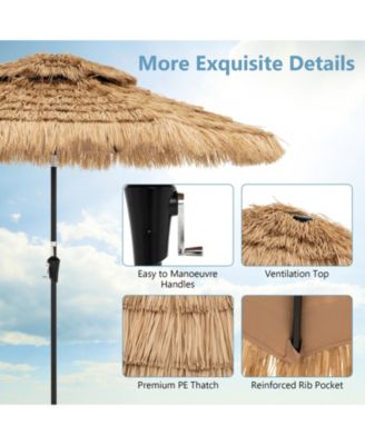 7 FT Hawaiian Style Umbrella Sun-proof Thatched Patio Tiki Umbrella w/8 Ribs