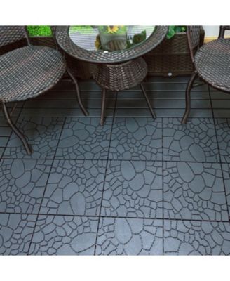 Streamdale 12" Patio Deck Tiles, DIY Interlocking, Easy Install, 44pcs, DARK GRAY
