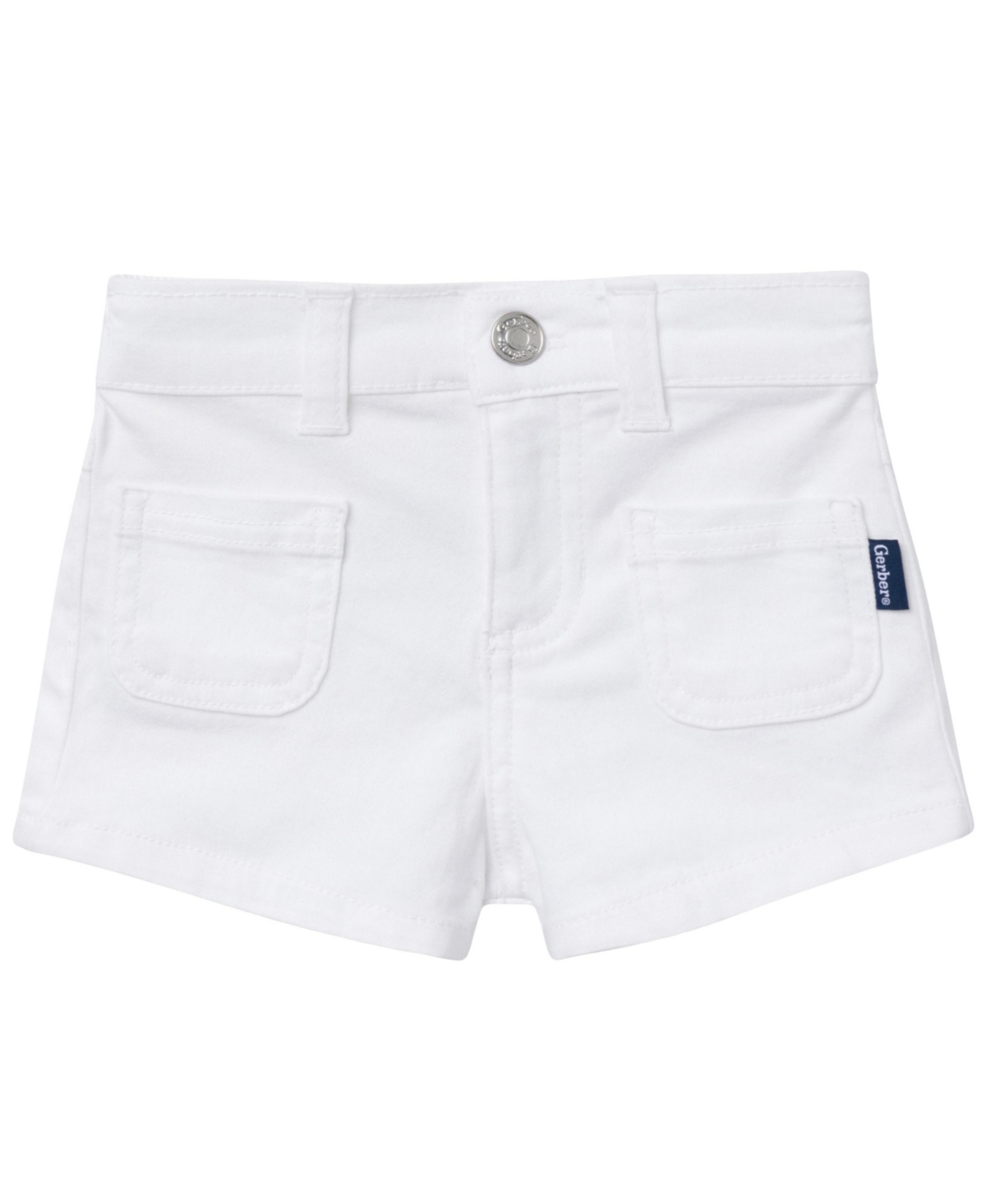Gerber Baby Girls Twill Shorts, Pink - White