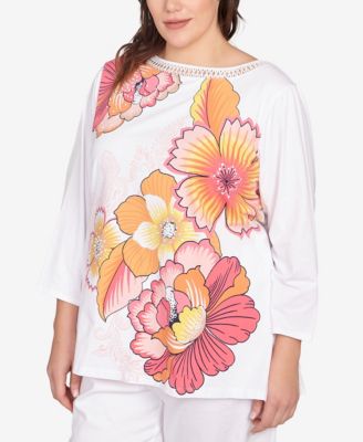 Plus Size Floral Pop Knit Top