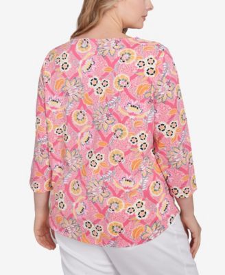 Ruby Rd. Трикотажный топ с цветочным рисунком большого размера