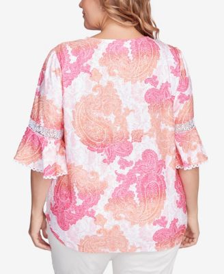 Ruby Rd. Топ с V-образным вырезом и текстурой Пейсли большого размера