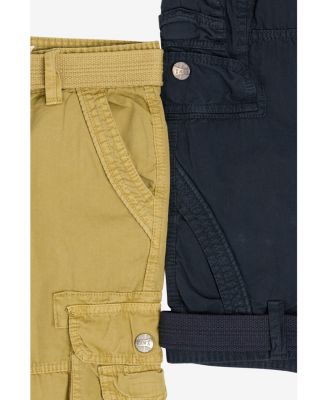 Big Boys 2 Pack Combo Belted Twill Cargo Shorts 8-18
