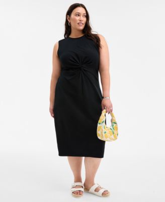 On 34th - Trendy Plus Size Knot-Front Knit Midi Dress