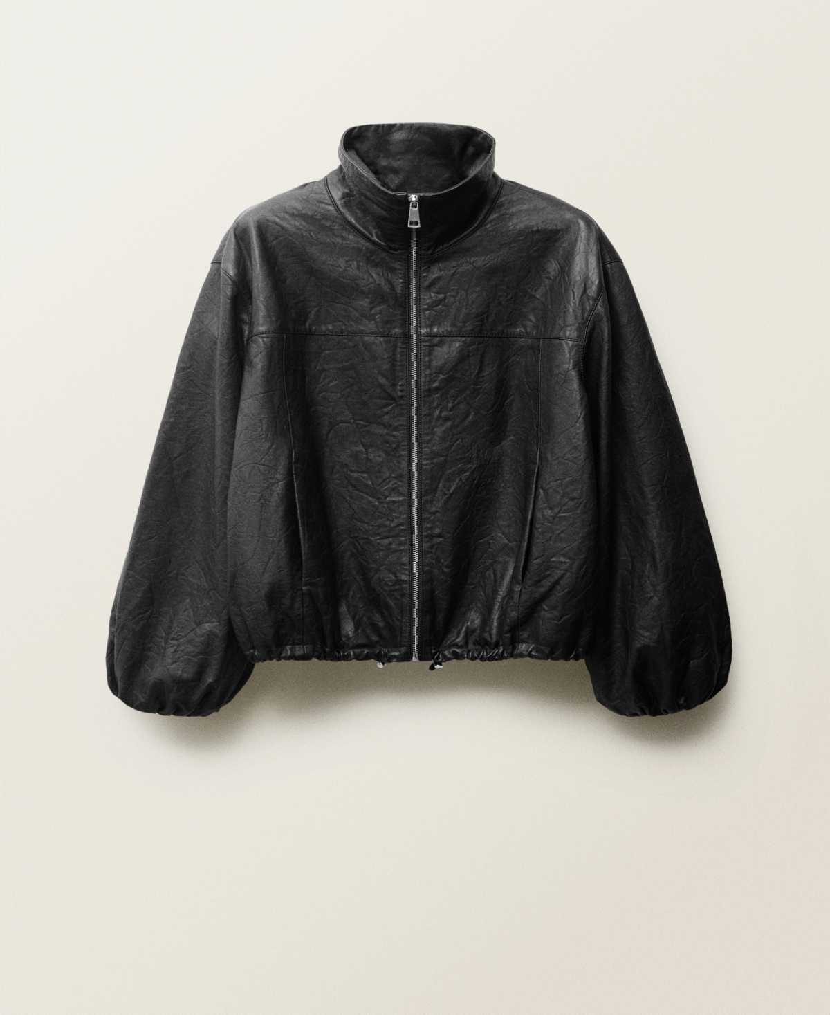 Women's Oversized Leather Jacket - Black