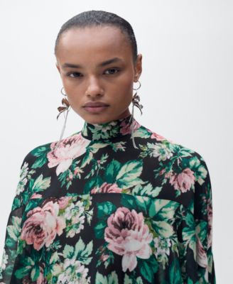 Women's Floral-Print Turtleneck Blouse