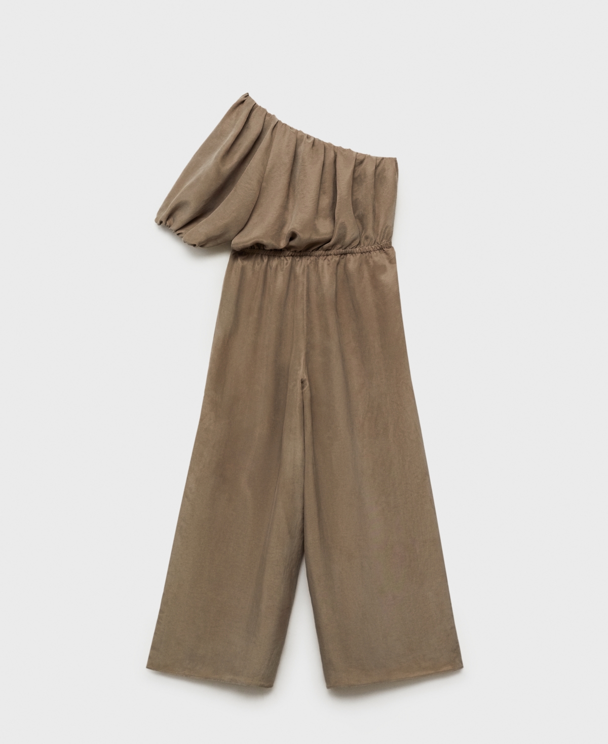 Women's Asymmetrical Gathered Collar Long Jumpsuit - Light, Pastel Gray