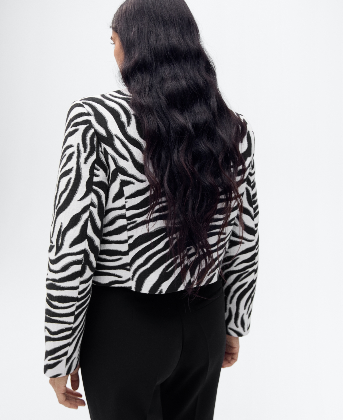 Mango Women's Buttons Detail Zebra-Print Jacket