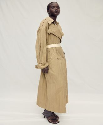 Women's Oversized Wrinkled Effect Trench Coat