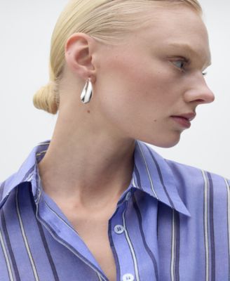 MANGO Women's Multi-Position Closure Striped Shirt