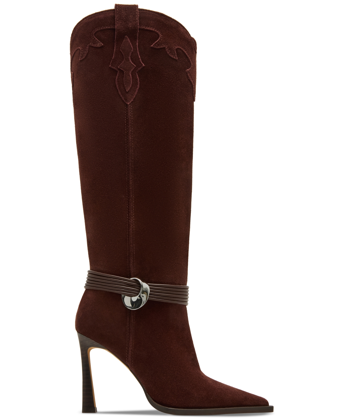 Steve Madden Women's Kyndall Knee-high Embellished Stiletto Western Boots In Brown