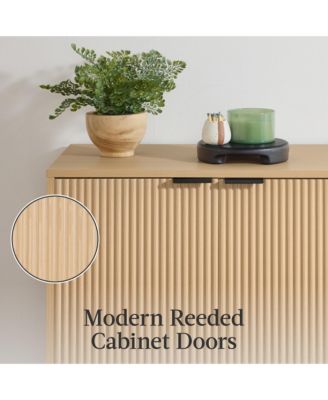 2-Door Reeded Storage Cabinet w/ Soft-Close Doors, Multipurpose Accent Furniture