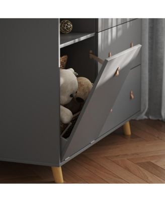 Diaper Table with 4 Drawers, Baby Changing Station with Storage Compartments