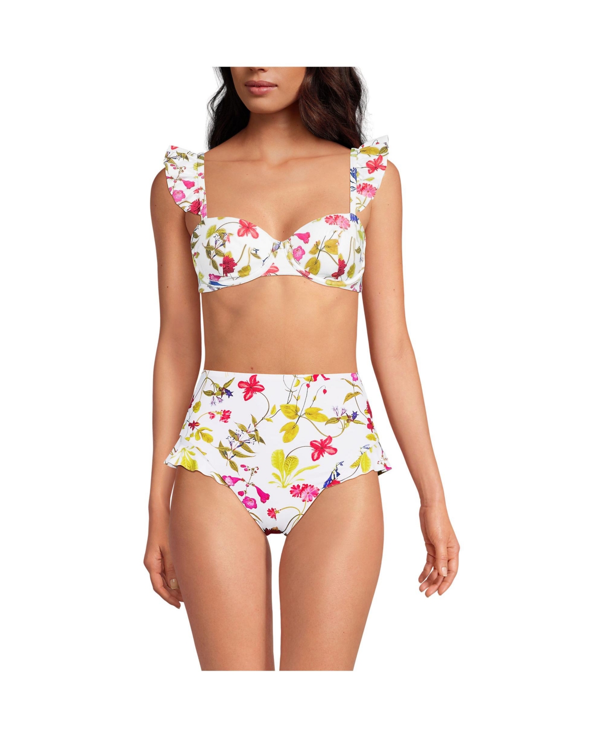 Women's Balconnette Underwire Bikini Top - White multi garden floral