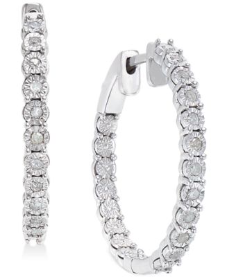 Diamond Hoop Earrings (1/4 ct. t.w.) in Sterling Silver - Macy's