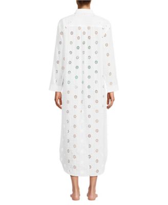 Women's Eyelet Button Down Maxi Cover-up Dress