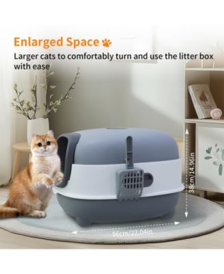 Hooded Front-Entry Cat Litter Box With Scoop for Cats