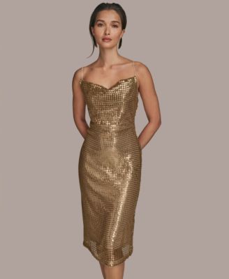 Women's Cowl-Neck Sleeveless Sequin Dress
