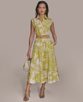 Donna Karan New York - Women's Cap Sleeve Printed Shirt Dress