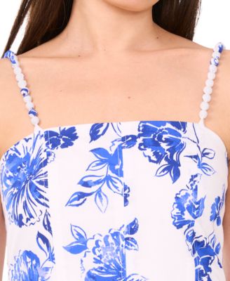 Women's Printed Beaded-Strap Drop-Waist Midi Dress