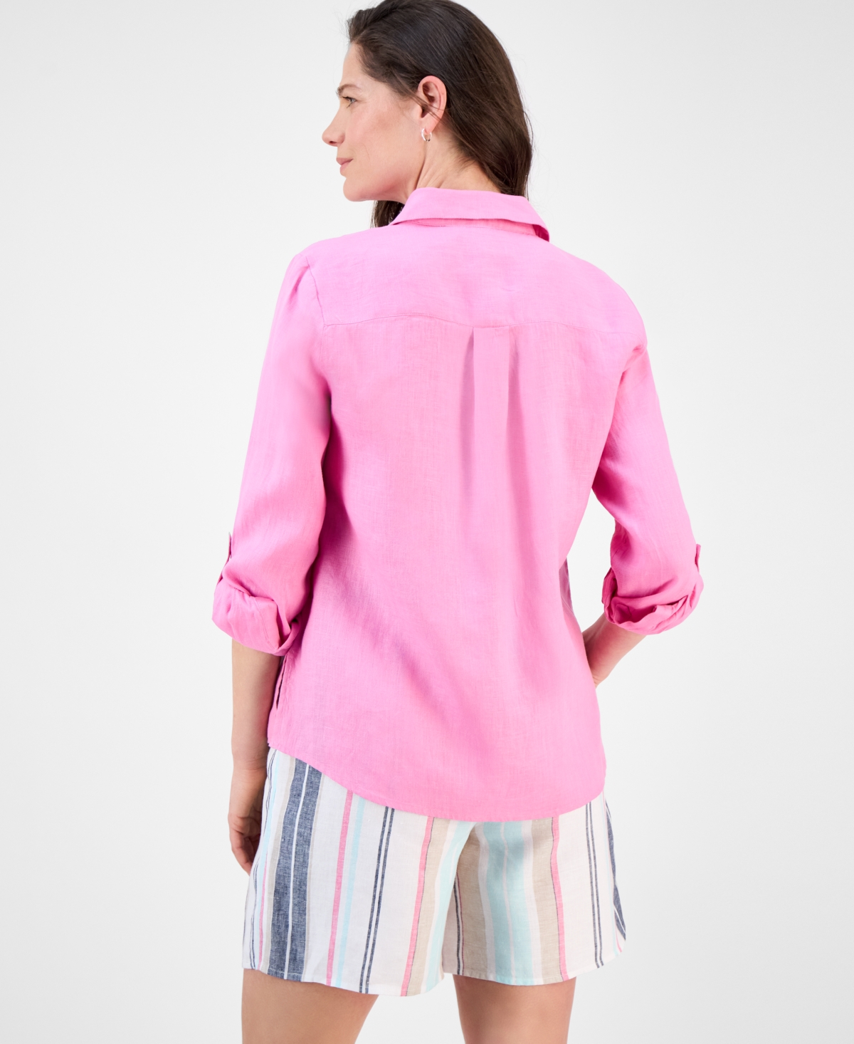 CHARTER CLUB WOMEN'S 100% LINEN SHIRT, CREATED FOR MACY'S 