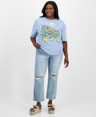 Модная хлопковая футболка Rebelli One с коротким рукавом и графическим принтом Amalfi из хлопка больших размеров Rebelli One