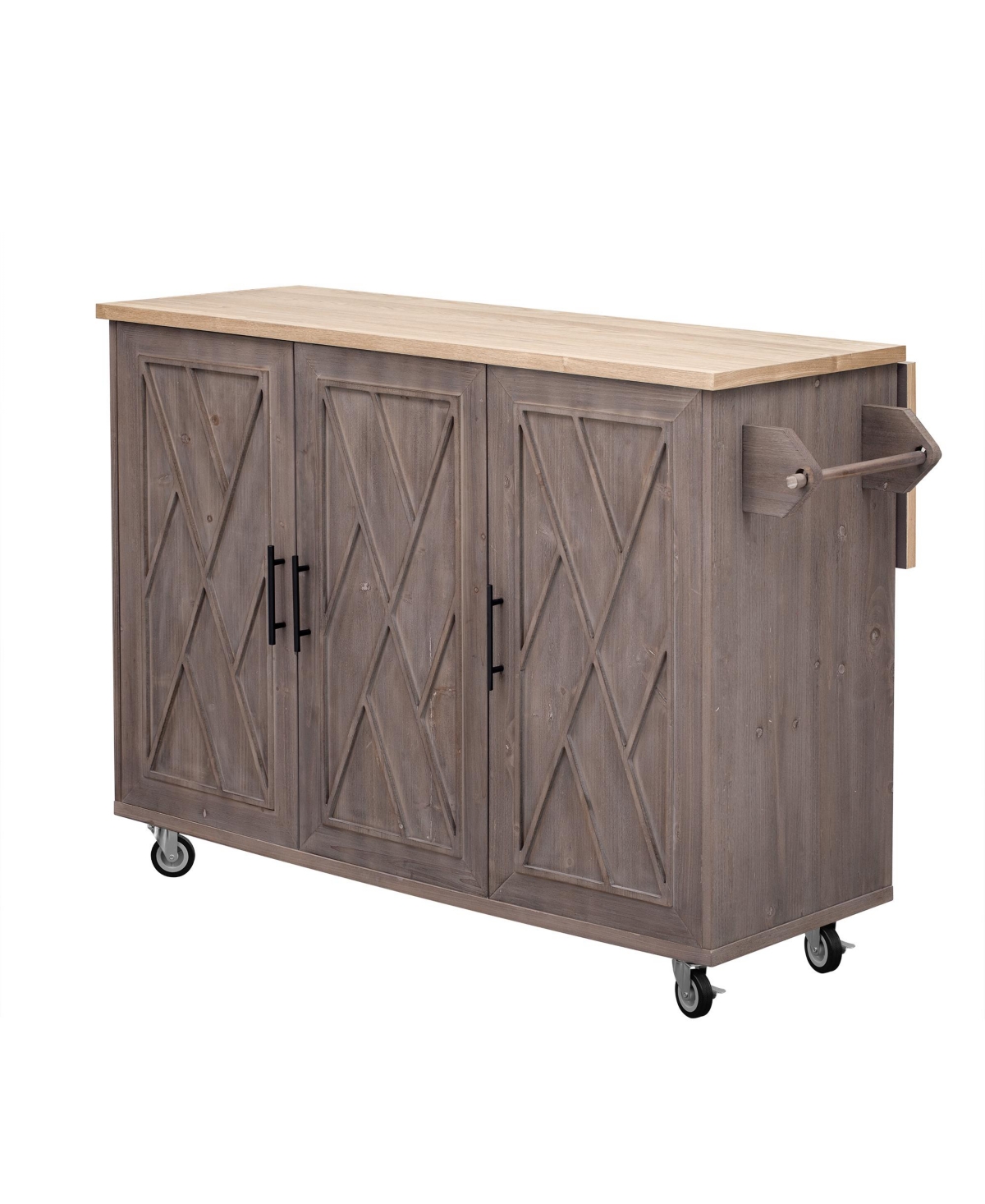 Streamdale Geometric Kitchen Island with Drop Leaf, Storage, and Towel Rack