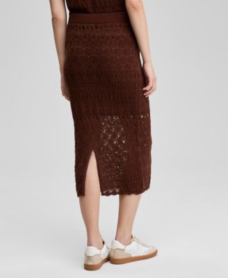 Women's Crochet Pull-On Cotton Midi Skirt