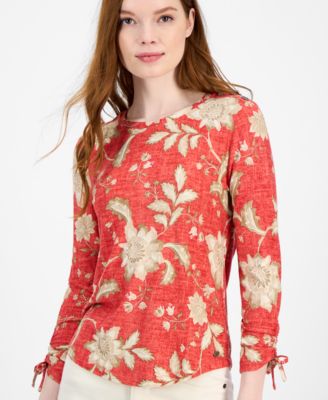 売れ筋商品|||スタイルアンドコー カットソー トップス レディース Plus Size Floral-Print Blouse, Exclusively at Macy's Floral Salmon Floral Plus Size Shirts & Tops - Macy's
