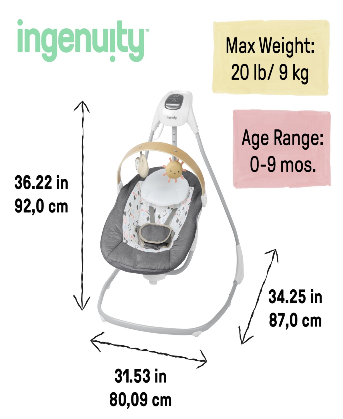 Ingenuity Baby Simplecomfort Compact Soothing Swing