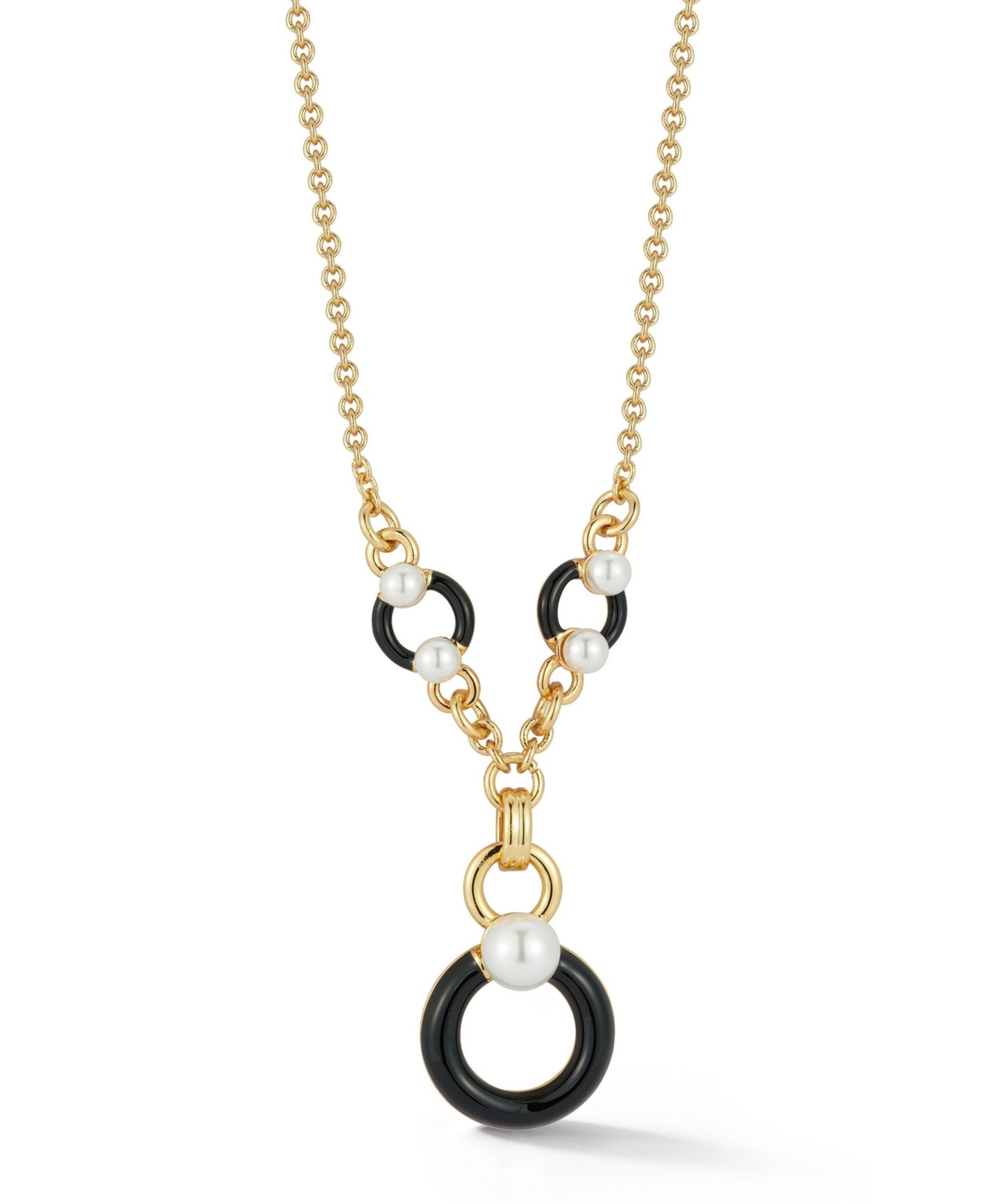 Gold Plated Vintage Pearl Lariat Necklace - Gold