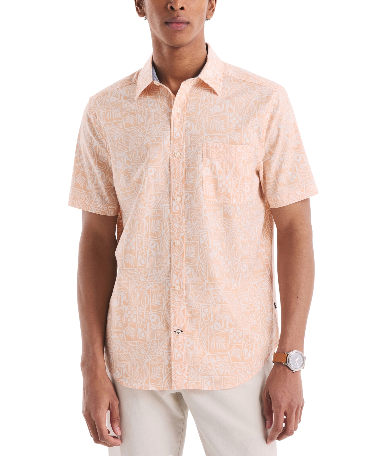 Men's Tropical-Print Shirt - Apricot Birch