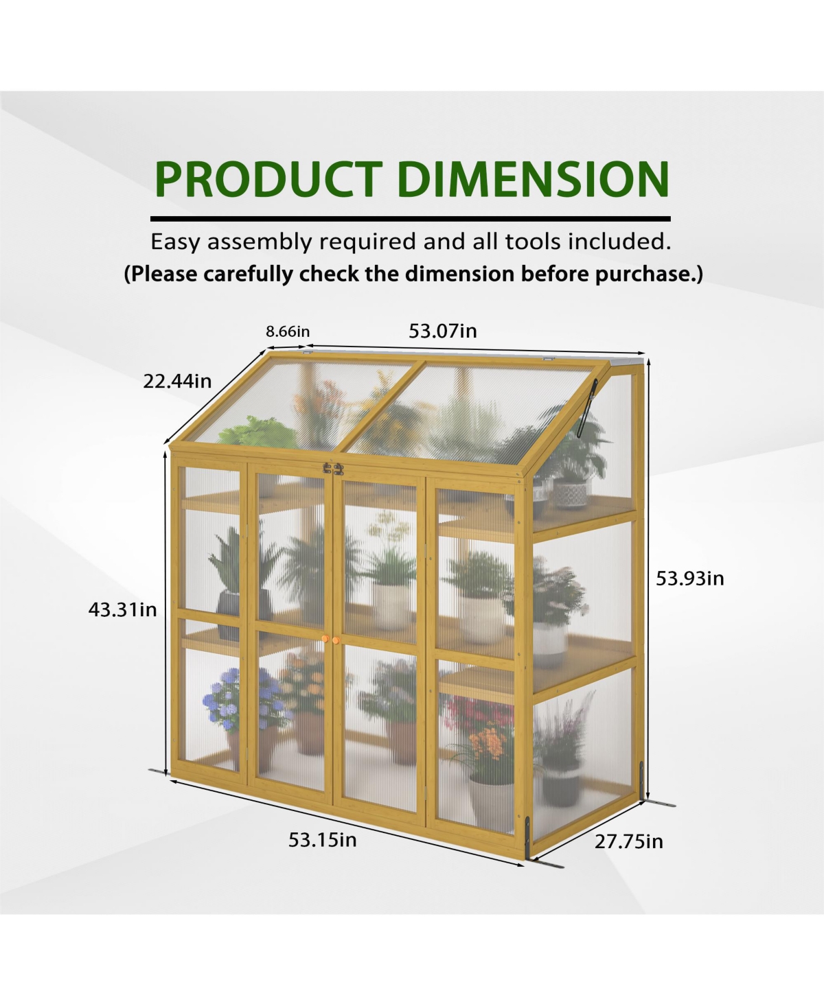 Streamdale Wooden Garden Greenhouse Polycarbonate Shed for Plant Protection