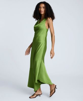 Women's Asymmetrical-Hem Cowlneck Dress