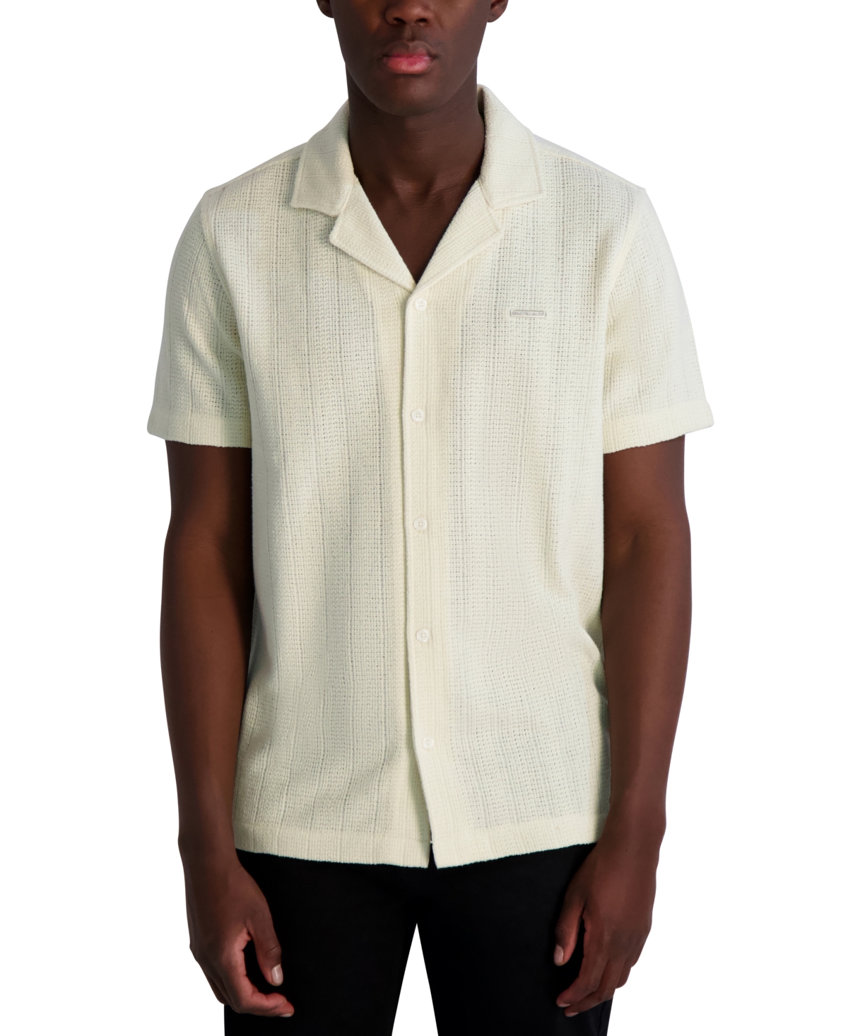 Karl Lagerfeld Men's Short Sleeve Knit Woven Shirt