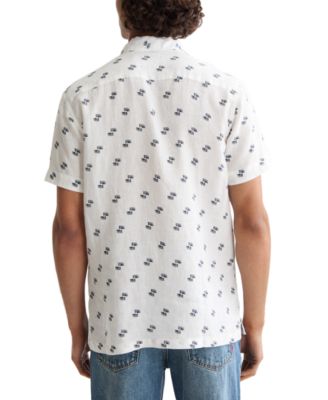 Мужская льняная рубашка SCOTCH & SODA с коротким рукавом и принтом спереди на пуговицах