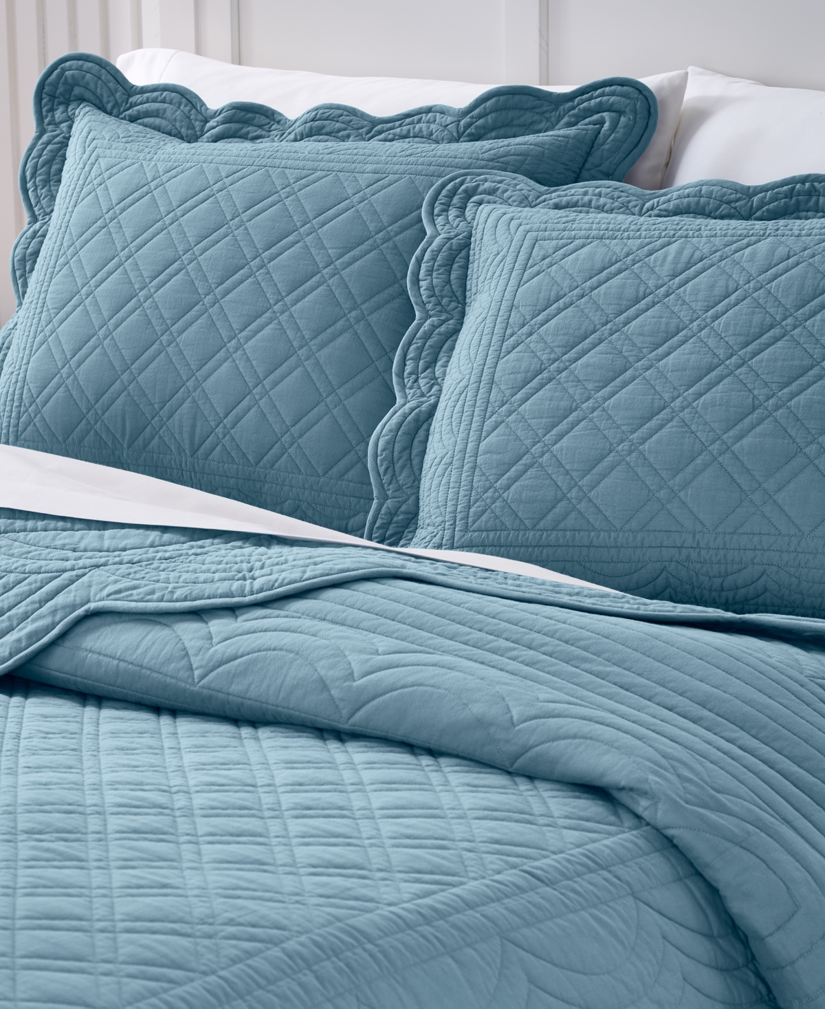 Macy's Charter Club Bailey Scallop 2-pc. Quilt Set, Twin, Exclusively At  In Blue