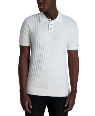 KARL LAGERFELD PARIS - Men's Textured Short-Sleeve Sweater Polo Shirt