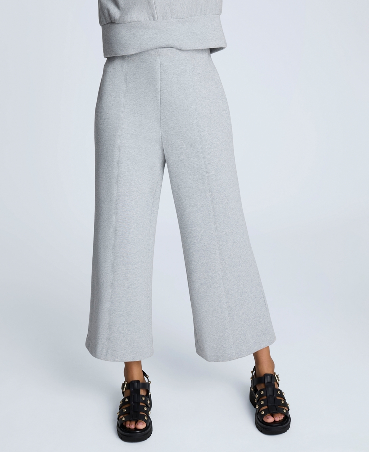 Women's High-Rise Pull-On Wide-Leg Pants - Light Heather Grey