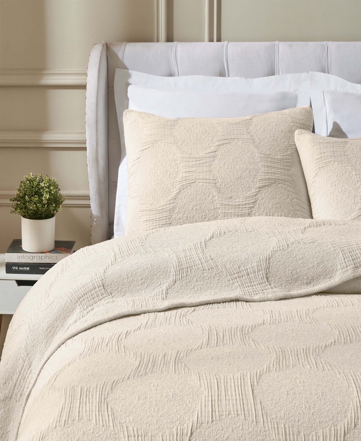 Superior Tanta Crinkle Woven 3-pc. Coverlet Set, King In Neutral
