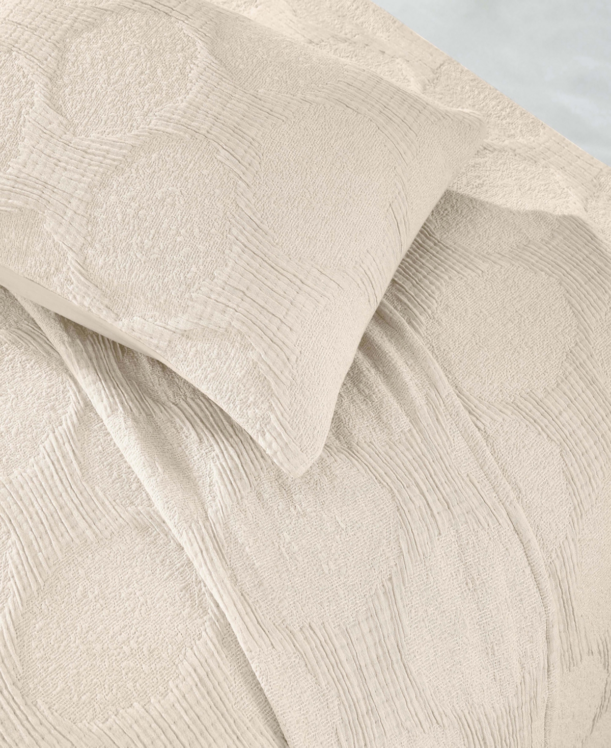 Superior Tanta Crinkle Woven 3-pc. Coverlet Set, Queen In Neutral